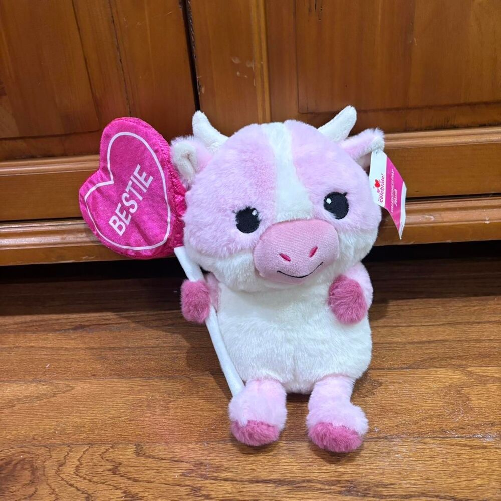 AMAZON Plushie Strawberry Milk Cow Valentine's Pink White Stuffed Animals